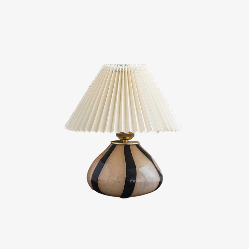 Undara Table Lamp - Pleated Fabric Shade Glass-Base Decorative Lamp for Living Room