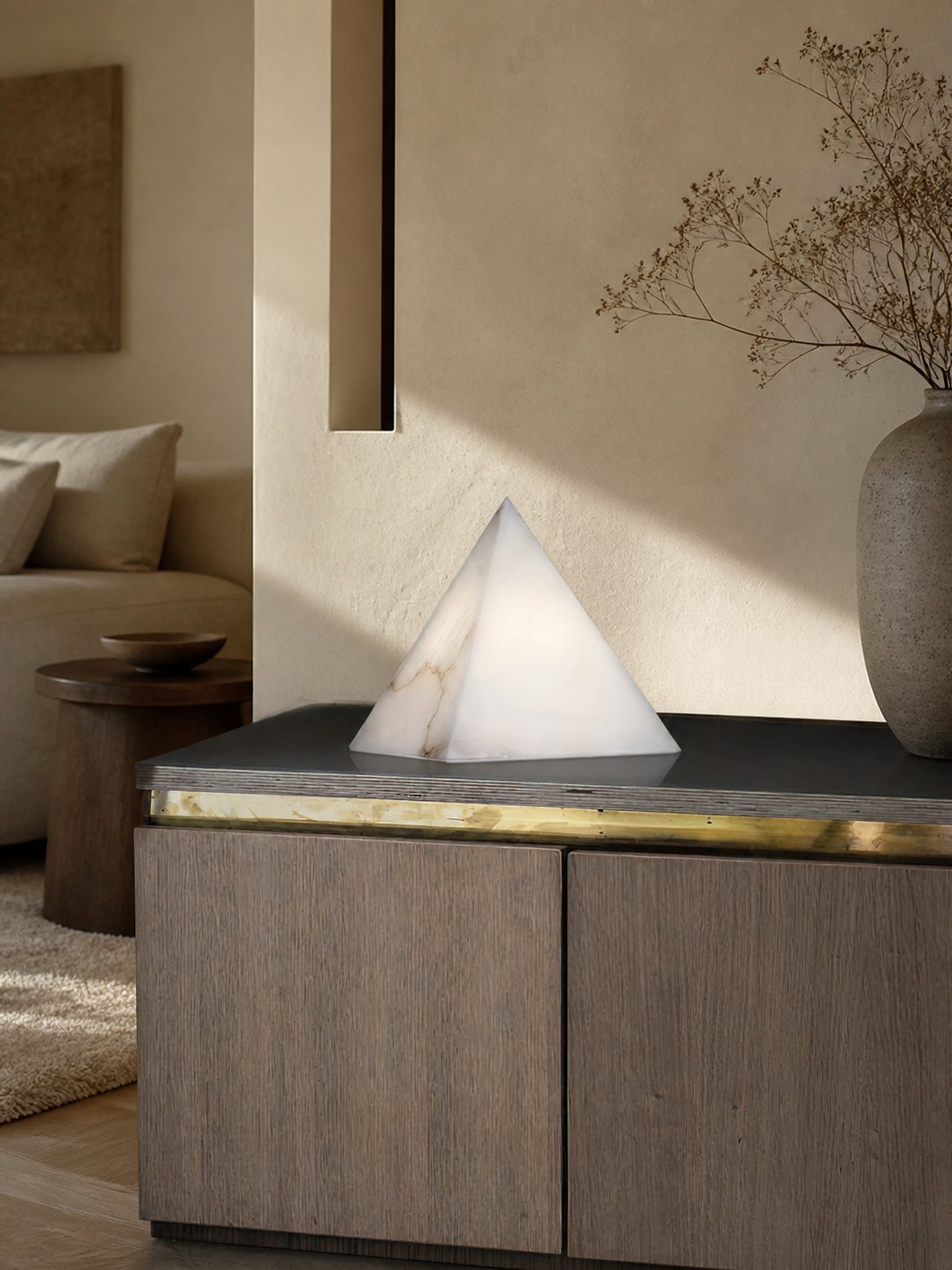 Alabaster Pyramid Table Lamp