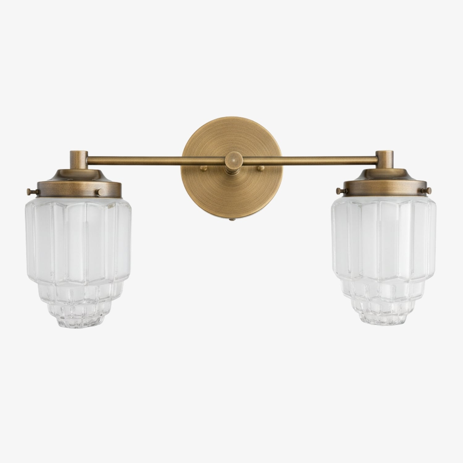 Tierlux Glass Vanity Light - Art Deco Bathroom Fixture with Skyscraper Shades