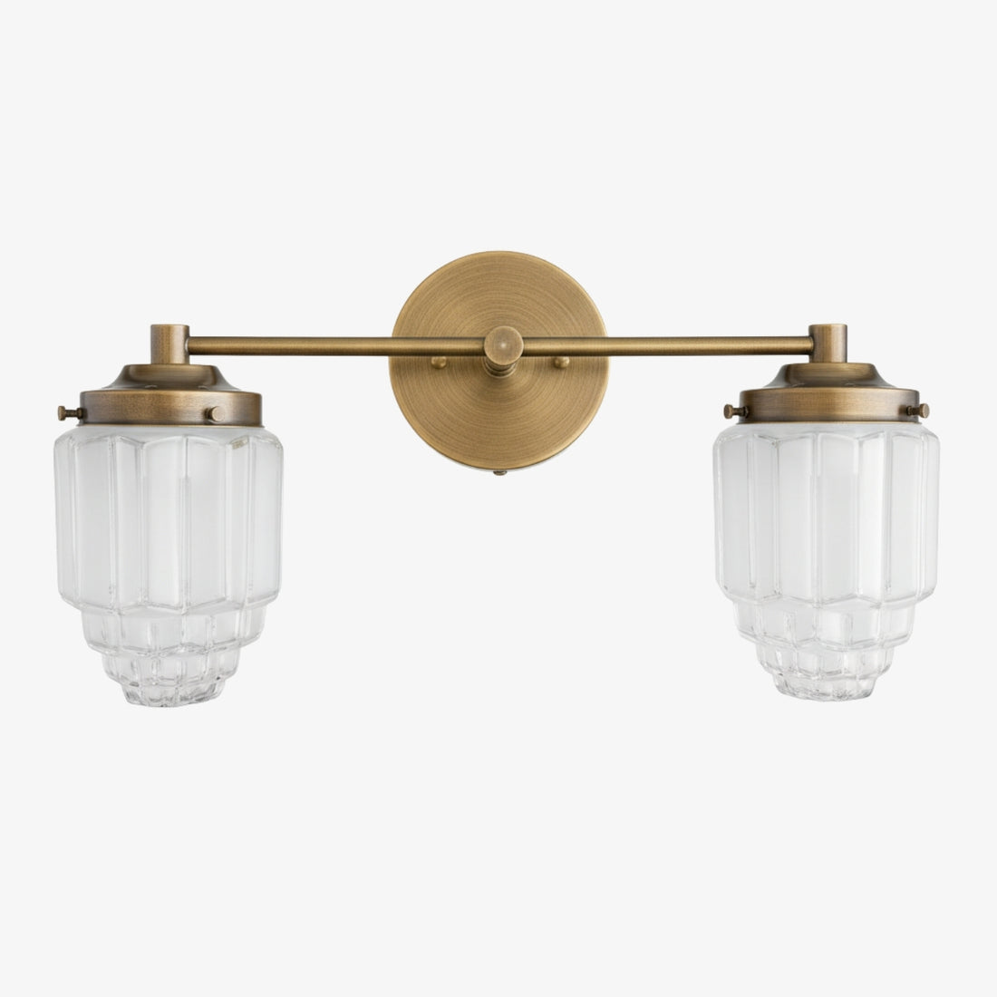 Tierlux Glass Vanity Light - Art Deco Bathroom Fixture with Skyscraper Shades