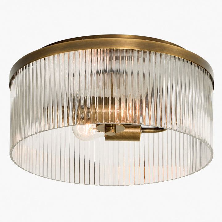 Bravira Flush Mount Ceiling Light - Ribbed & Bubbled Glass Metal Light