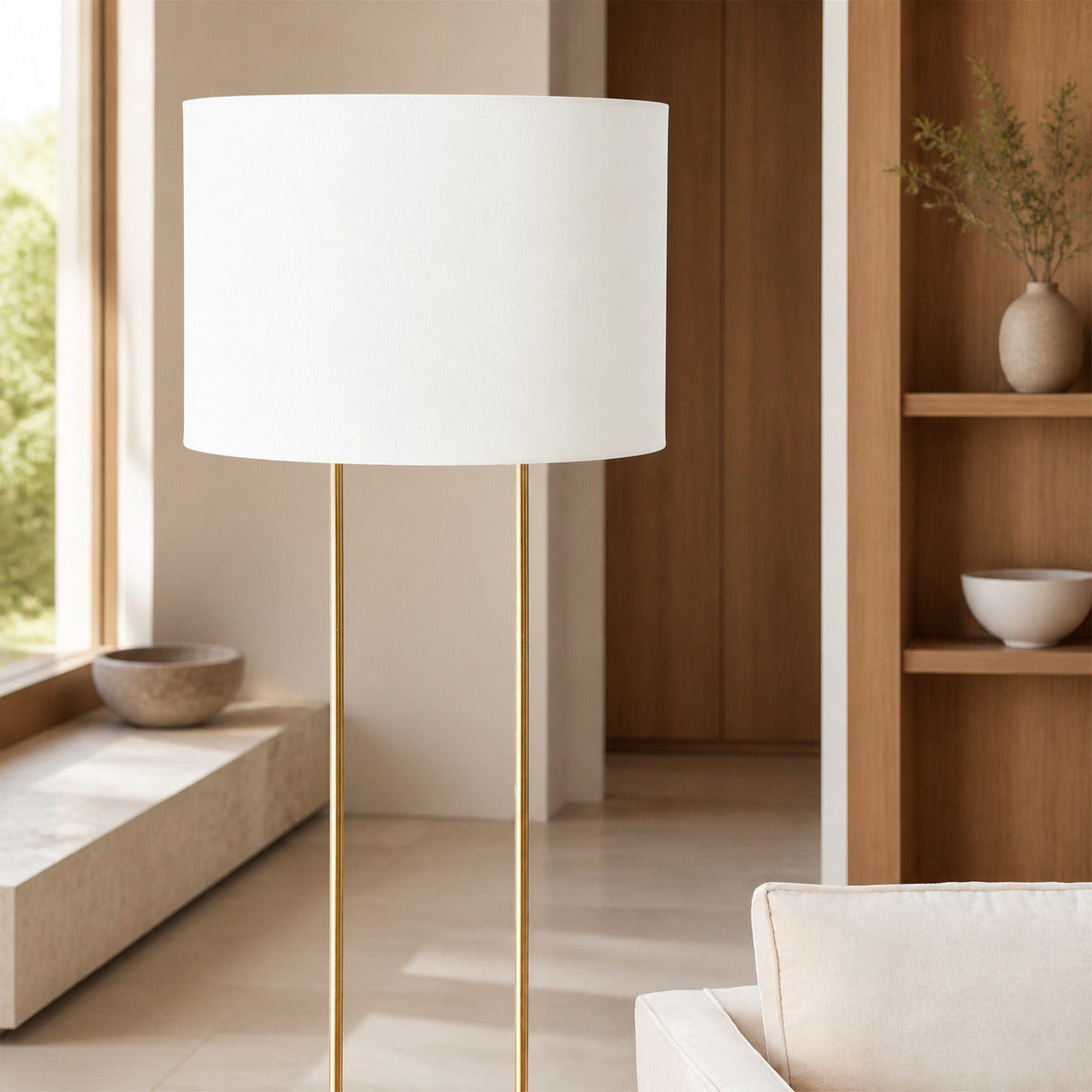 Luma Minimalist Industrial Table Lamp and Floor Lamp – Metal Frame with Soft Fabric Shade for Home and Office