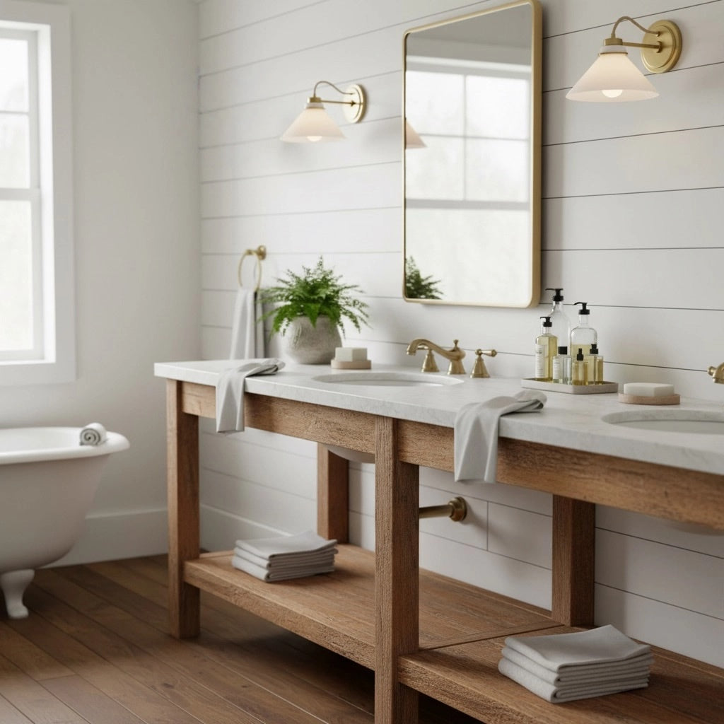 Aurenza Sconce – Farmhouse Wall Light with Metal Accents for Cozy Spaces