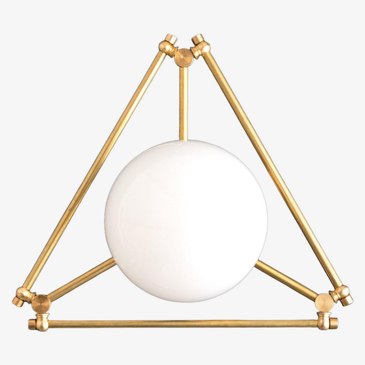 Glorica Glass Geometric Brass Ceiling Light - Hand-Blown Globe Design