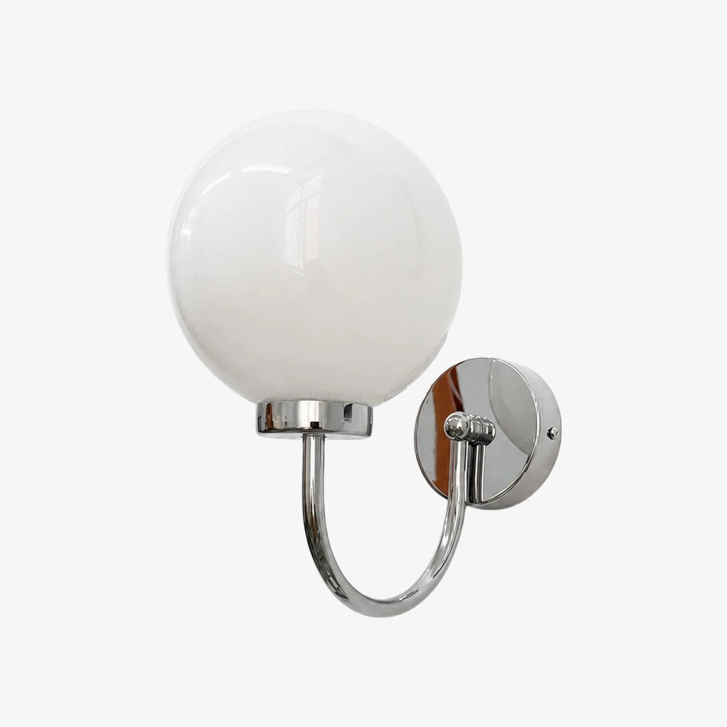 Style B Luma opal globe wall sconce in Chrome