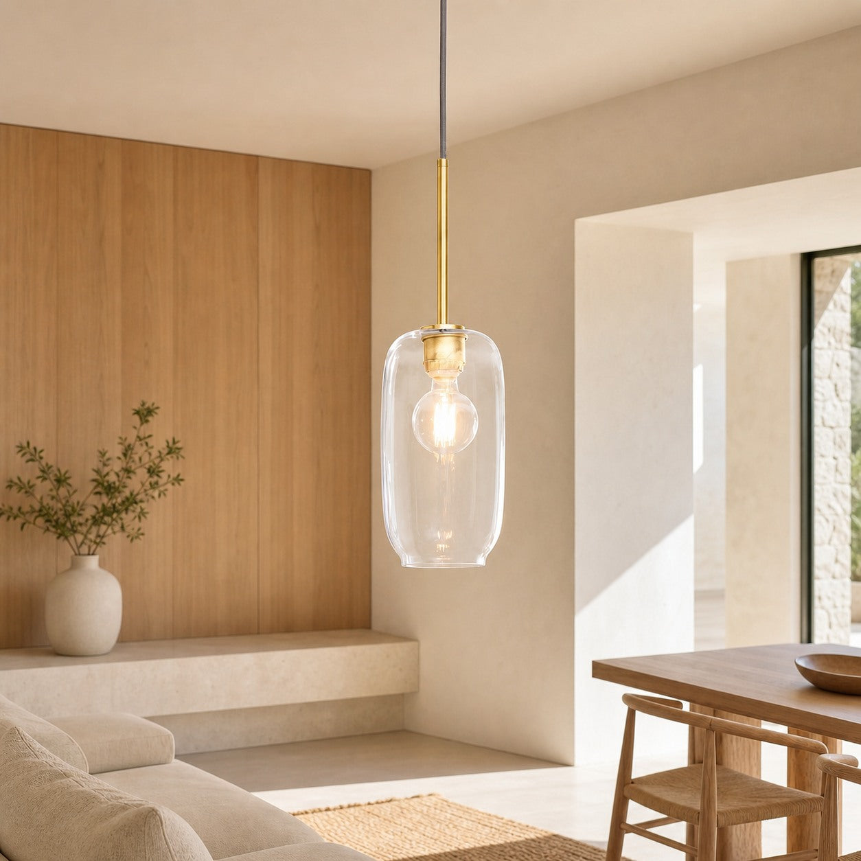 Lumivelle Pebble Pendant Light - Adjustable Glass Shade - Modern Lighting