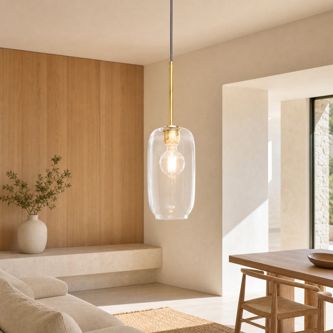 Lumivelle Pebble Pendant Light - Adjustable Glass Shade - Modern Lighting
