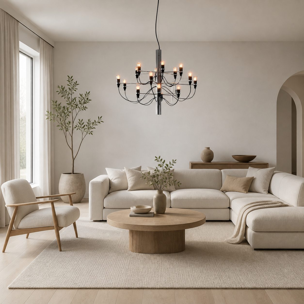 Tendrila Contemporary Multi-Light Chandelier - Industrial-Inspired Design Metal Suspension for Lounges N01