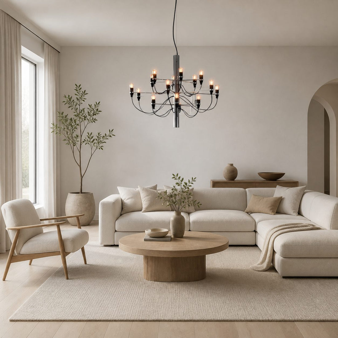 Tendrila Contemporary Multi-Light Chandelier - Industrial-Inspired Design Metal Suspension for Lounges N01