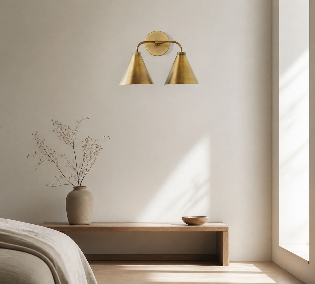Korvi Iron Tapered Sconce Light - Wall Fixture in Black or Brass