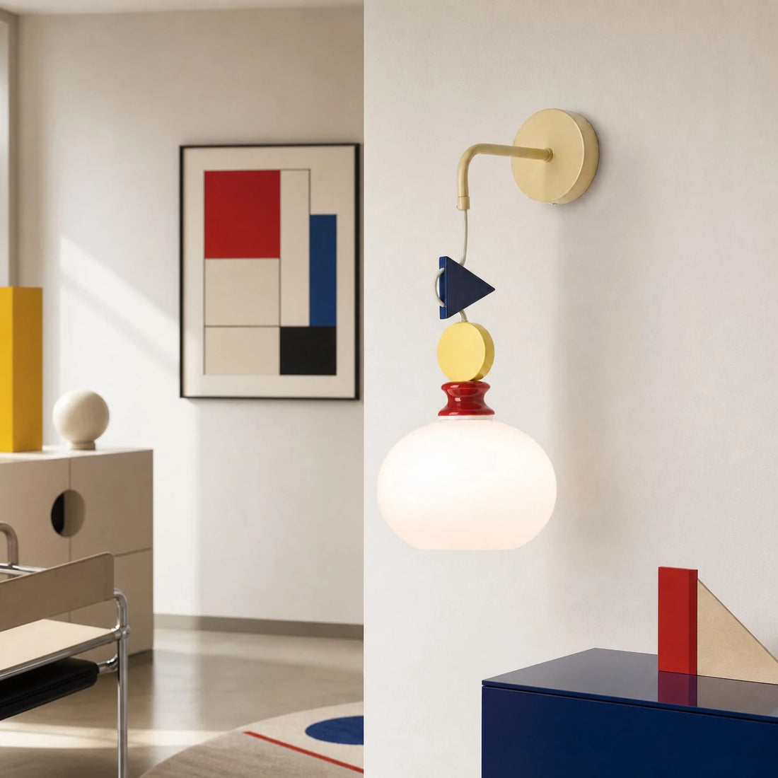 Shade C Cream White wall sconce in a modern interior