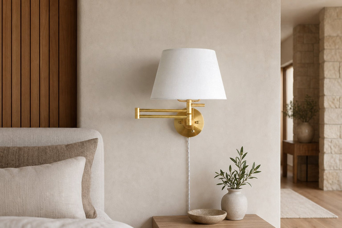 Ornato Luxe Brass Schoolhouse Sconce - Art Deco Wall Light with White Glass Shade