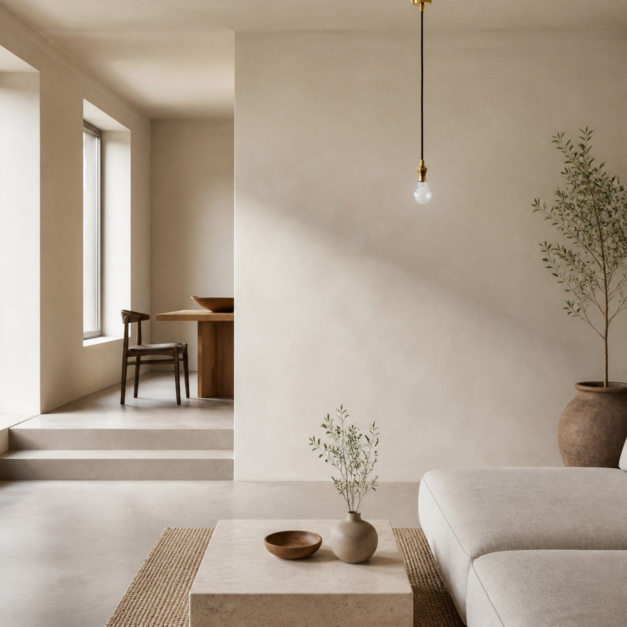 Plaitar Modern Brass Pendant Light - Minimalist Ceiling Fixture with Braided Cord for Hallways
