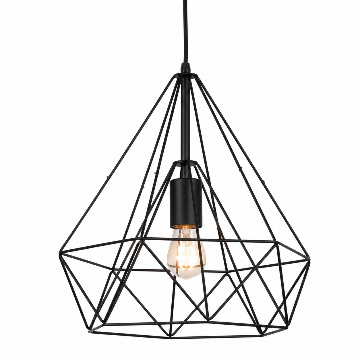 Skeletal Open Frame Pendant Light - Industrial Metal Pendant Lamp for Interior Lighting or Workspace