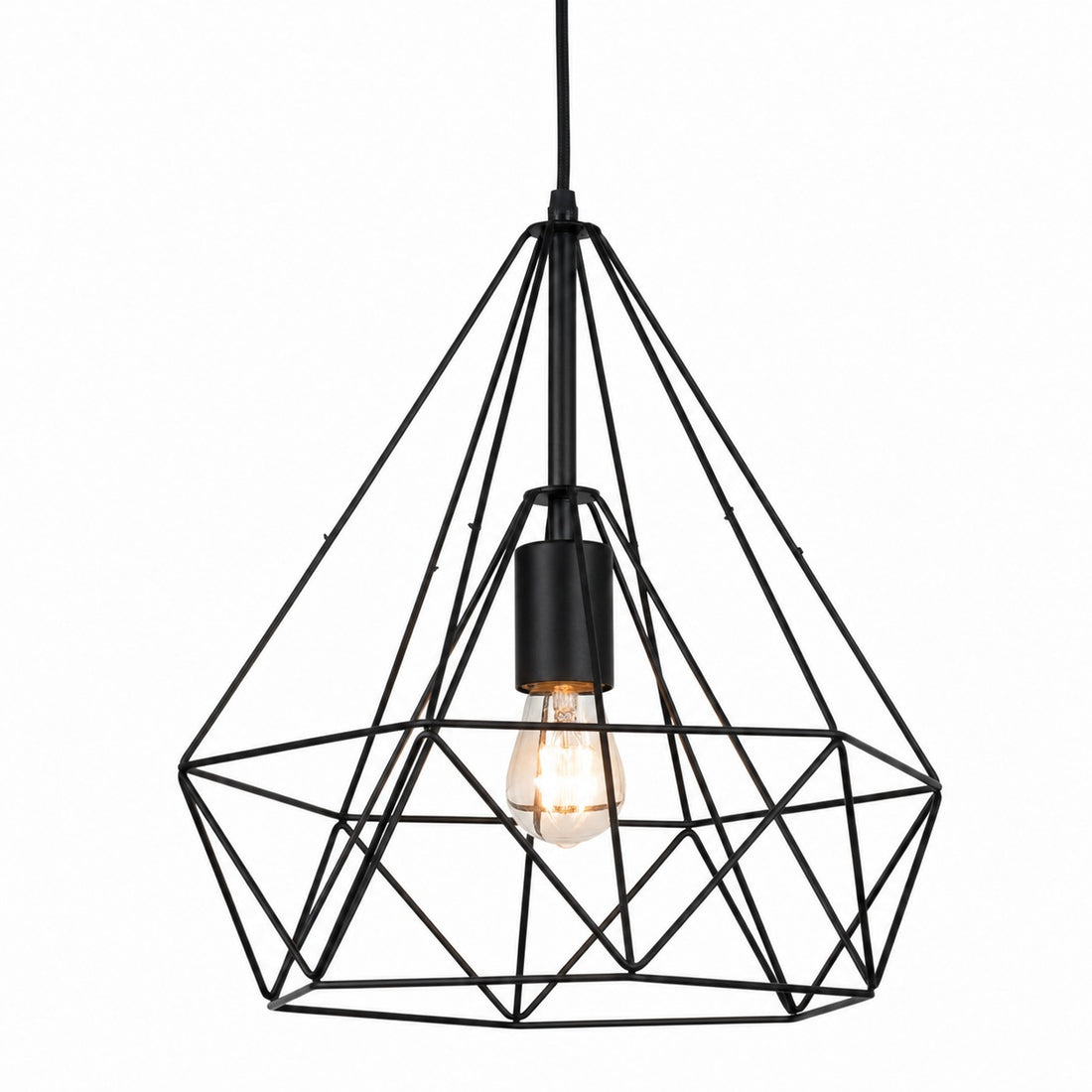 Skeletal Open Frame Pendant Light - Industrial Metal Pendant Lamp for Interior Lighting or Workspace