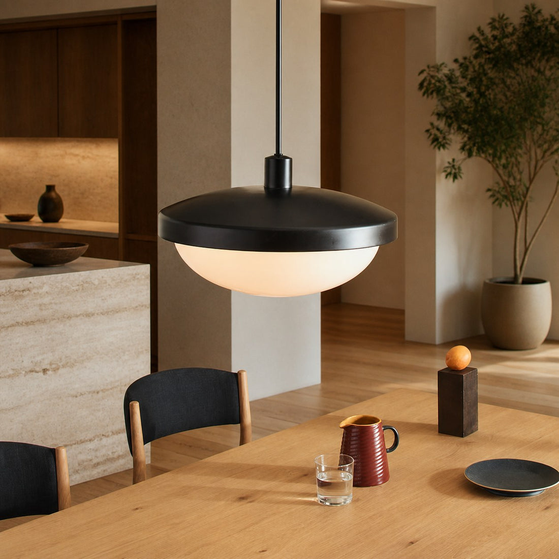 Rolvona Globe Pendant Light - Modern Oval Shade Hanging Lamp