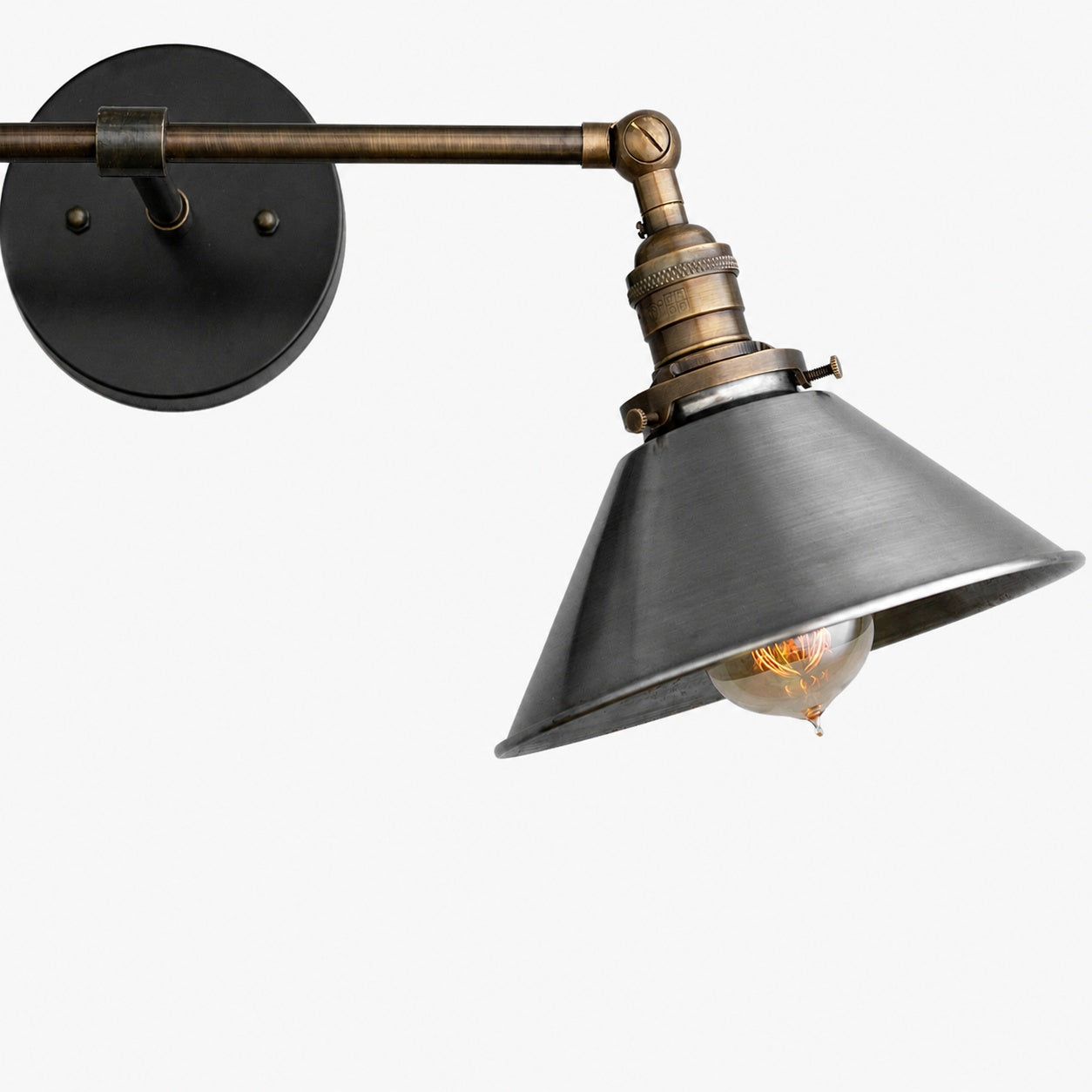 Conique Metal Industrial Wall Sconce with Dual Cone Shades - Vintage Metal Finish