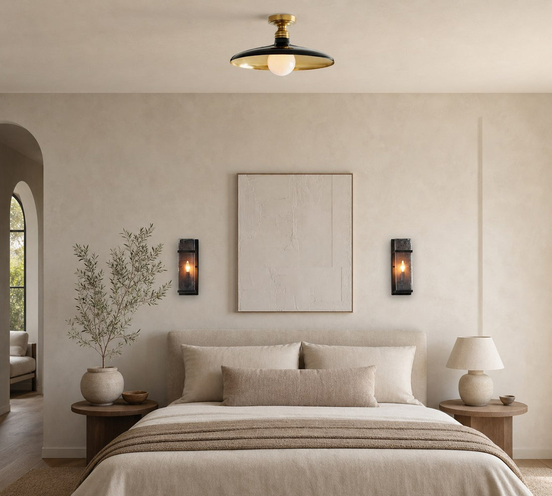 Forvara Farmhouse Metal Flush Mount Light - Black or White Ceiling Lamp