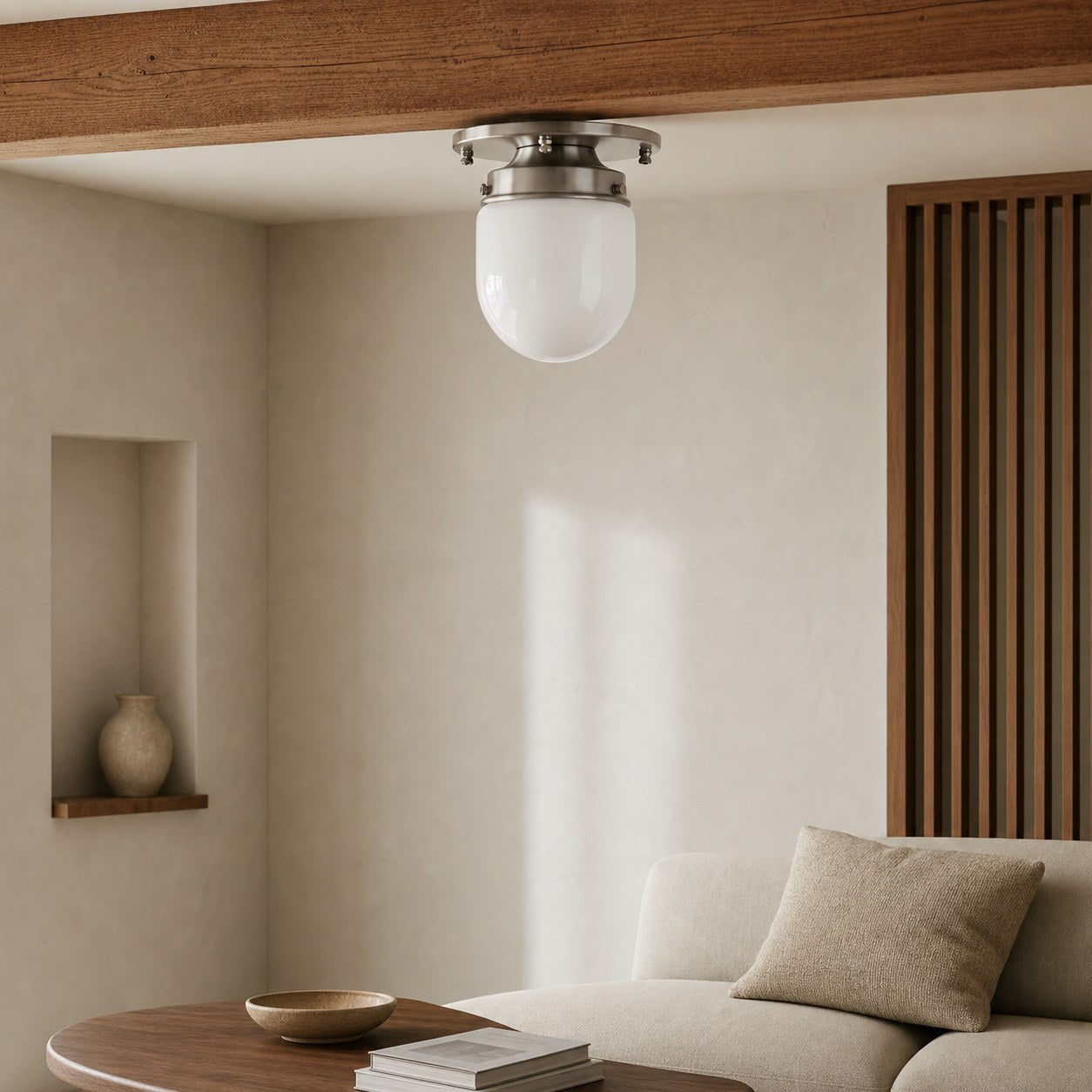 Opalume Glass Flush Mount Ceiling and Wall Light - Art Deco Small Globe Fixture