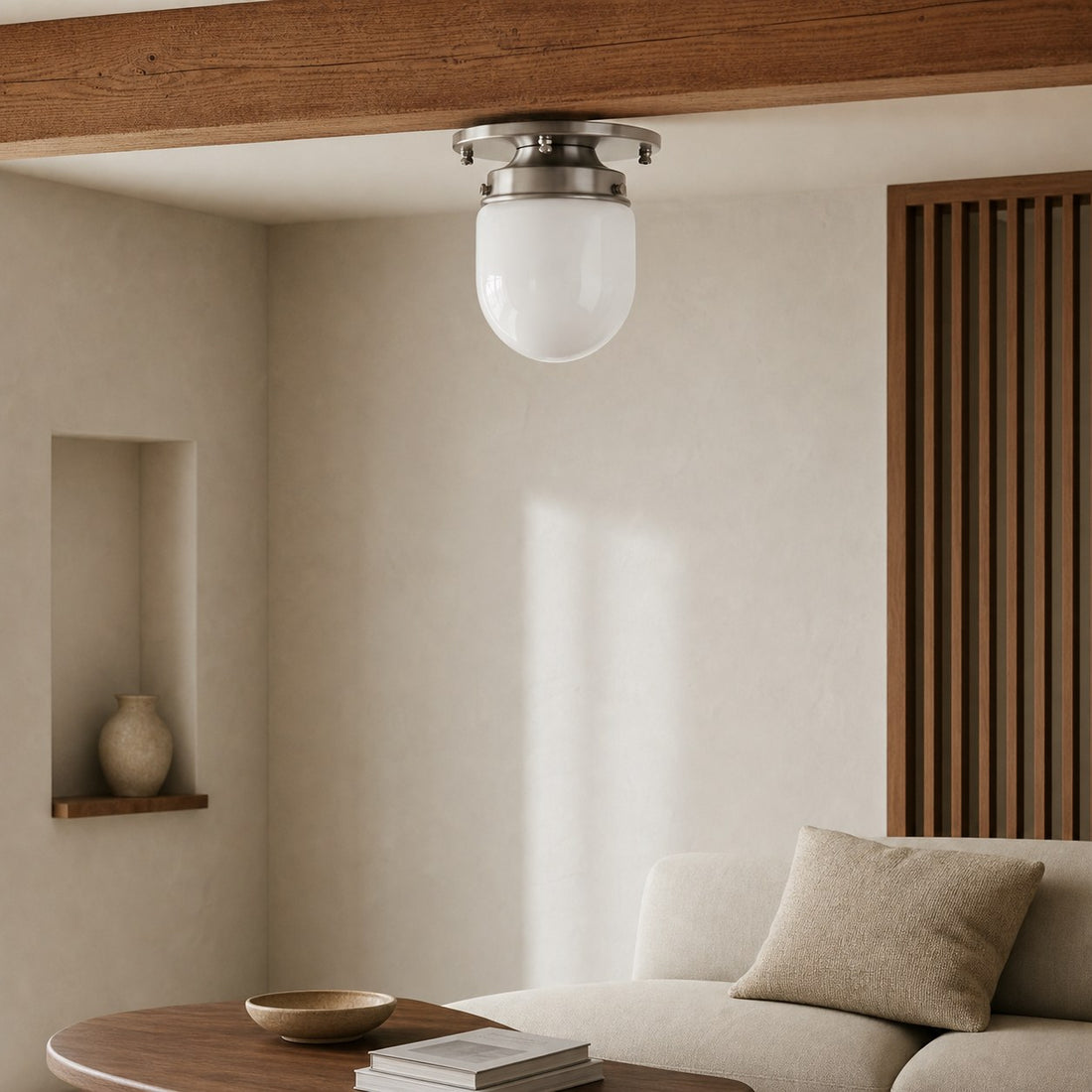 Opalume Glass Flush Mount Ceiling and Wall Light - Art Deco Small Globe Fixture