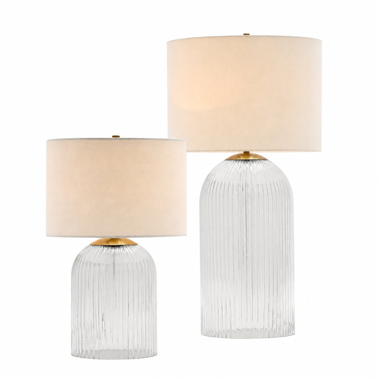 Bravira Ribbed Glass Table Lamp - Modern Lighting with Linen Shade