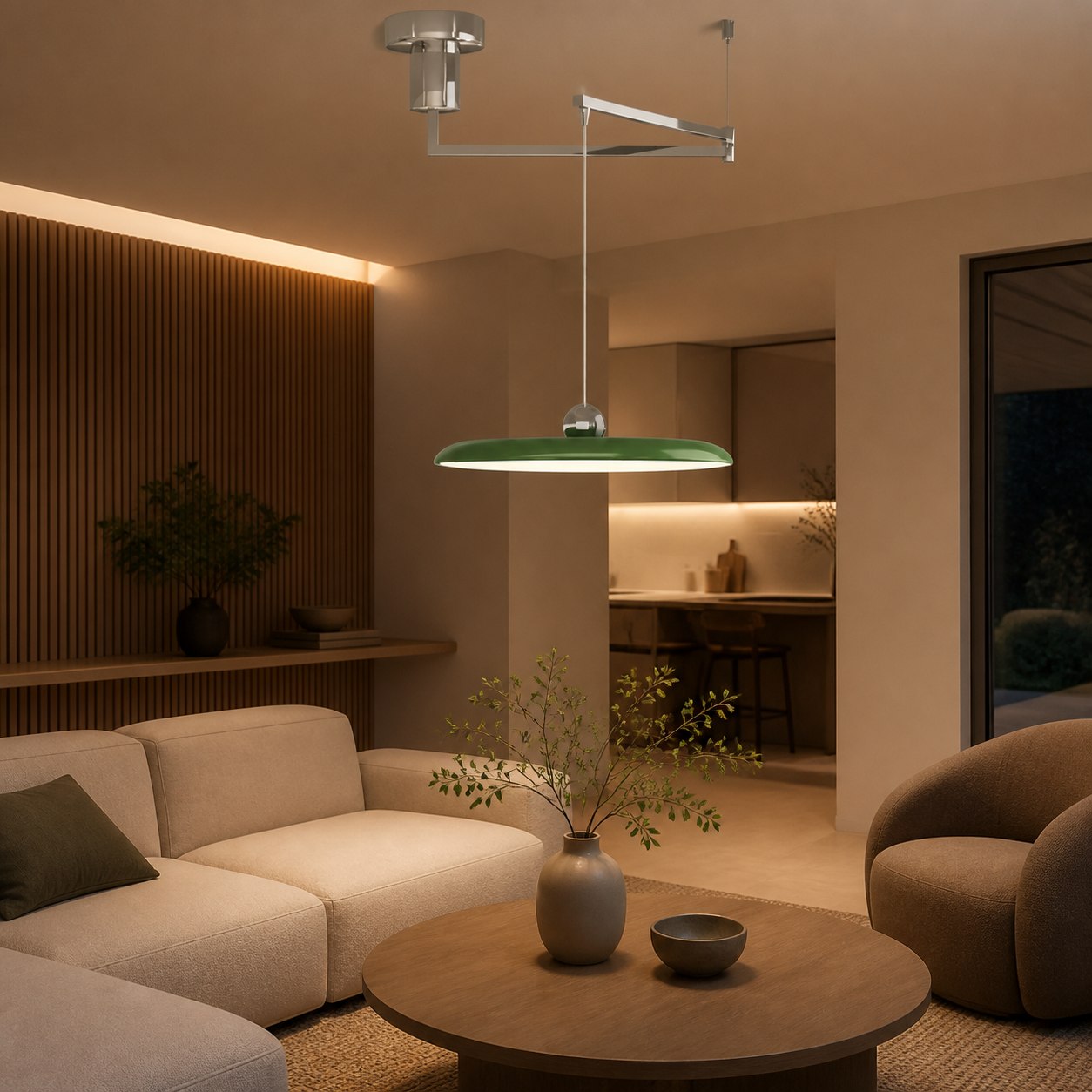 Swinglo Swing Arm Pendant Lamp - Adjustable Disc Design Hanging Light for Dining Area N65