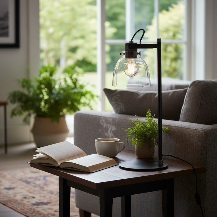 Readium Adjustable Table Lamp - Industrial Metal and Dome Glass for Bedroom and Study