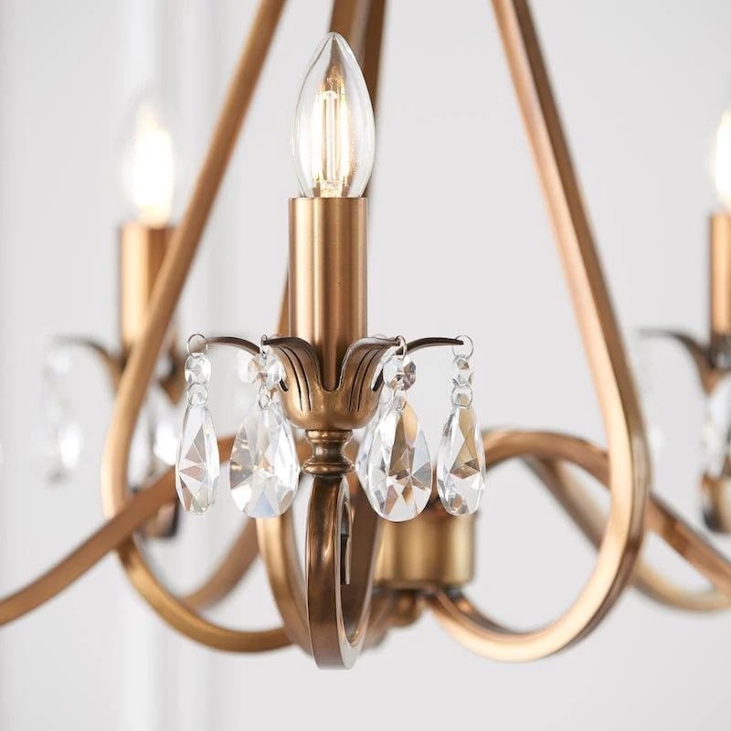 Talonis Crystal Chandelier - Traditional Candle-Style Brass and Nickel for Living Room and Dining Room