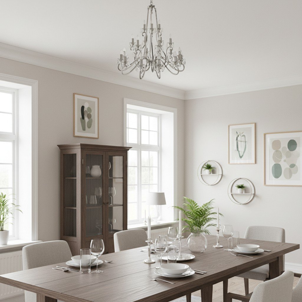 Talonis Crystal Chandelier - Traditional Candle-Style Brass and Nickel for Living Room and Dining Room