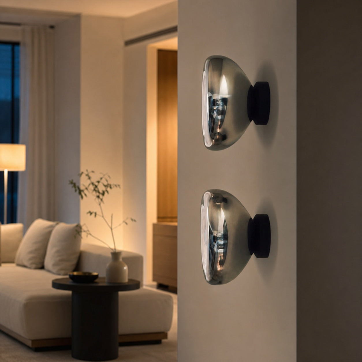 Ivoran Wall Sconce - Round Glass and Metal Modern Sconce for Modern Interiors