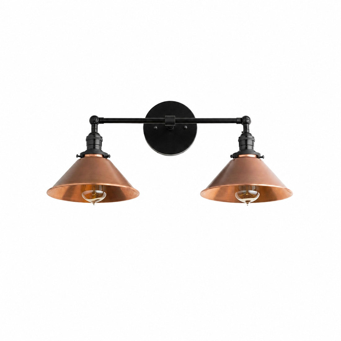 Conique Metal Industrial Wall Sconce with Dual Cone Shades - Vintage Metal Finish