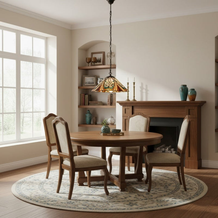 TF Hector Pendant Light – Art Nouveau Stained Glass Decorative Light for Dining or Living Room