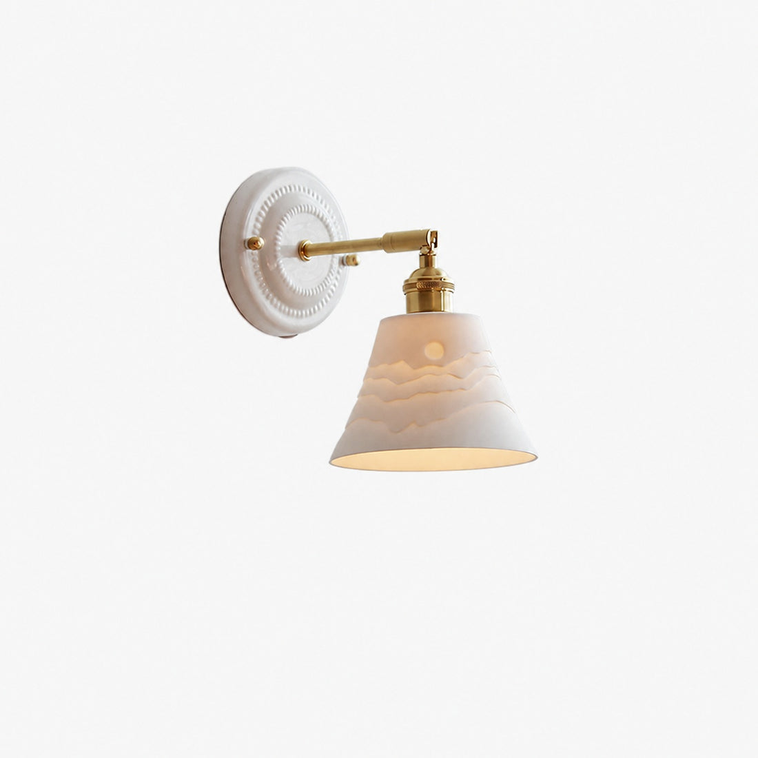 Vintage Japanese Ceramic Brass 1-Light Wall Sconce Lamp