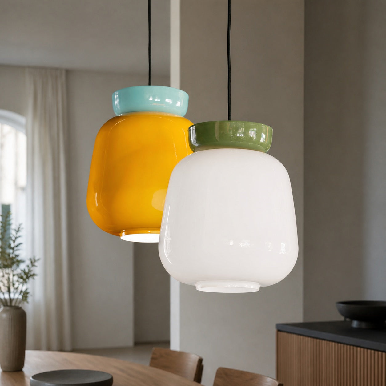 Fiesta Colorful Bowl Shaped Nordic Ceramic Pendant Lamp