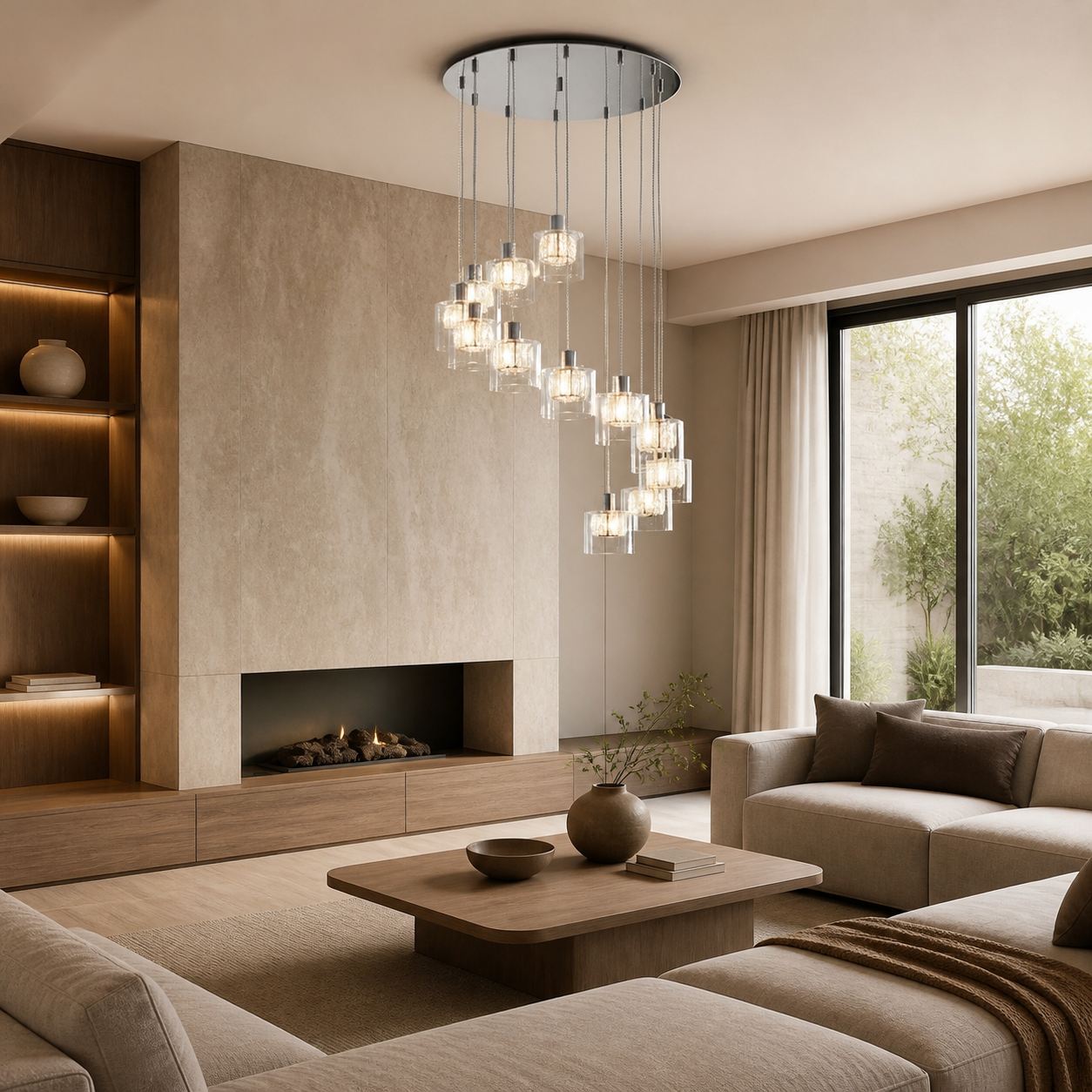Glomara Sculpted Metal Pendant Lamp – Transitional Sconce Ambient Lighting for Bedrooms and Entryways