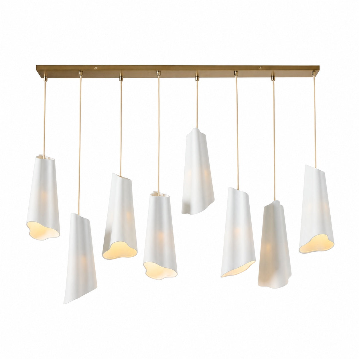Orovia Ceramic Shade Chandelier – Iron Pendant Adjustable Height Design