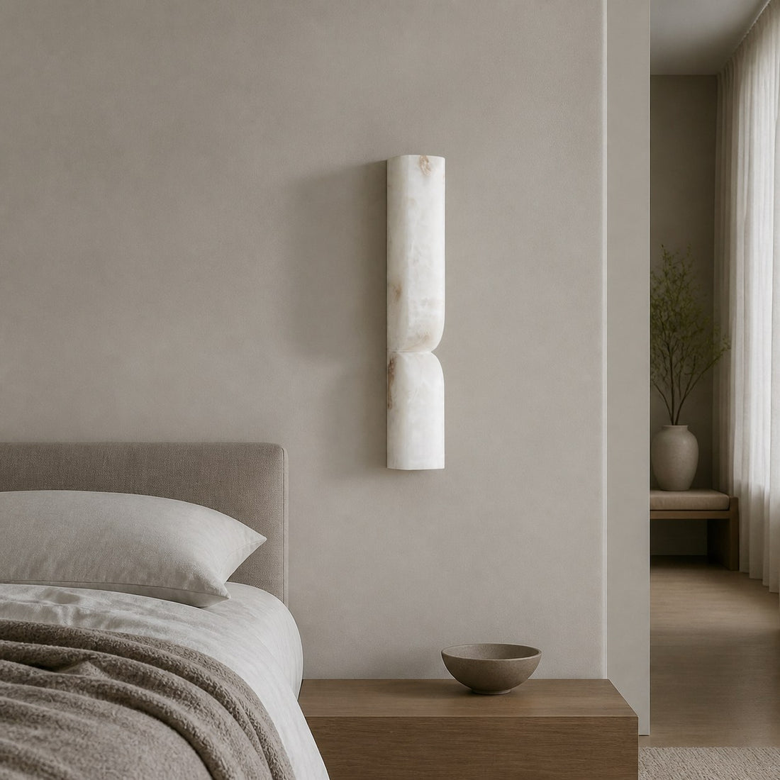 Albesque Curved Wall Lamp - Modern Alabaster Wall Lamp for Bedrooms and Living Rooms