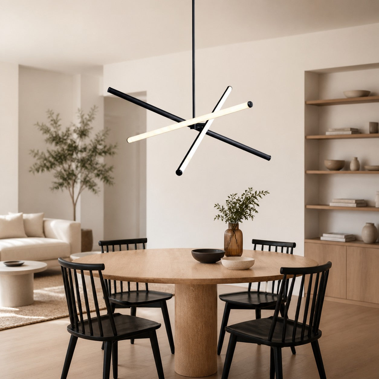 Voro Minimalist Chrome Light Rods - LED Semi-Flush Mount Ceiling Light