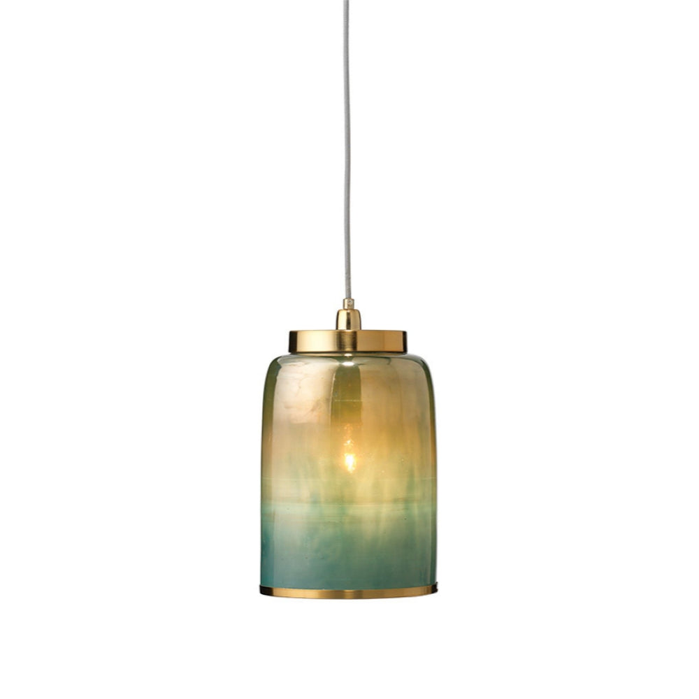 Helvo Green and Gold Hanging Pendant - Stylish Glass Lamp for Interiors
