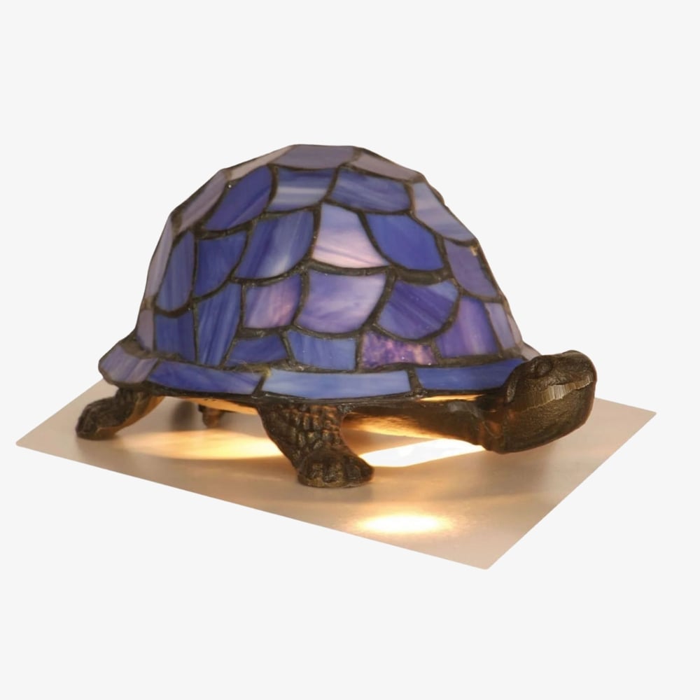 TiffStar Tortoise Pattern Stained Glass Table Lamp - Tiffany Style Decorative Light for Indoor Accent Lighting