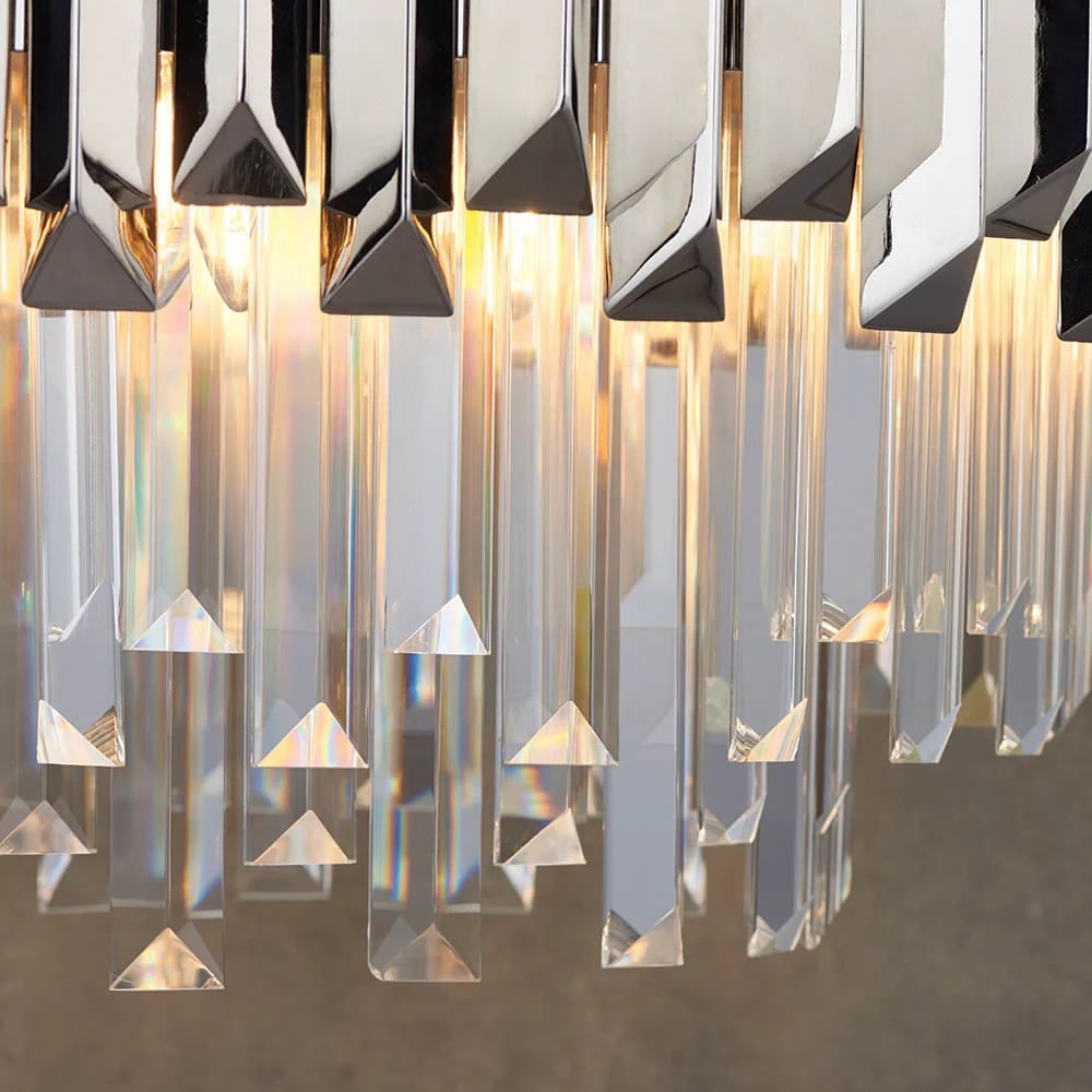 Virelia Contemporary Crystal Pendant Light – Layered Crystal Shade Ceiling Fixture for Dining or Living Room
