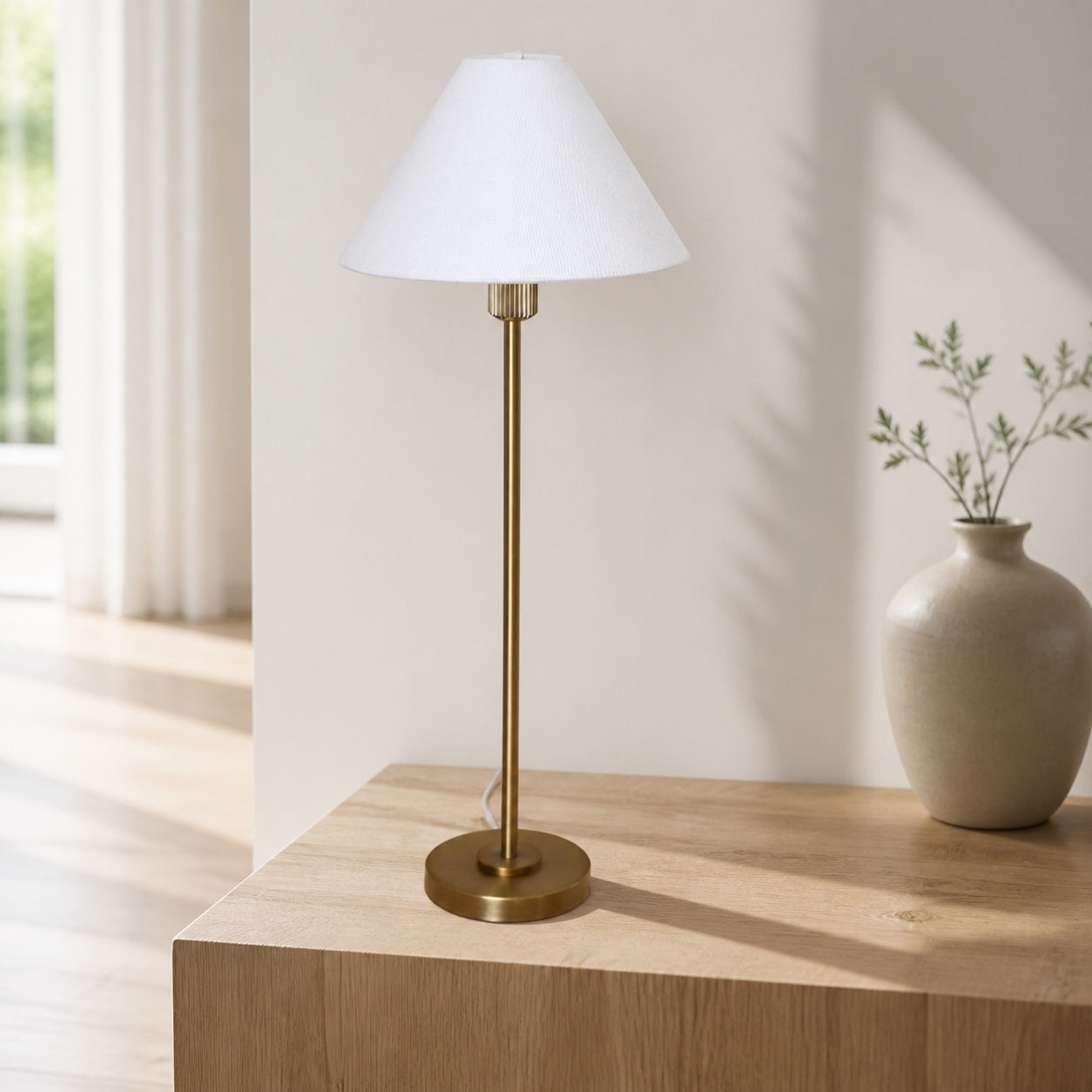 Diora Table & Floor Lamps - Linen Shade Modern Linear Style Sophisticated Accent