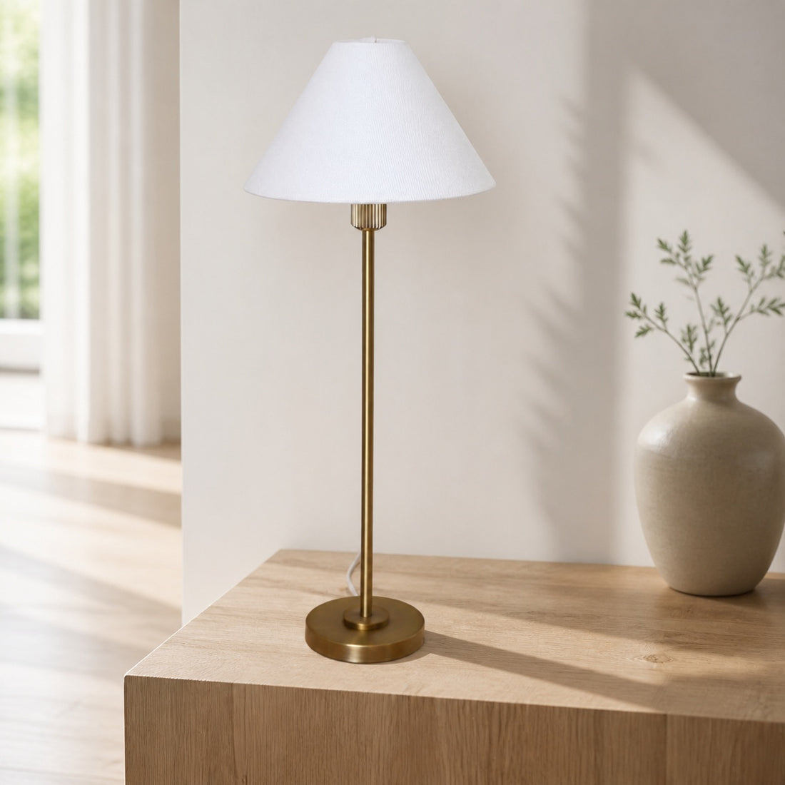 Diora Table & Floor Lamps - Linen Shade Modern Linear Style Sophisticated Accent