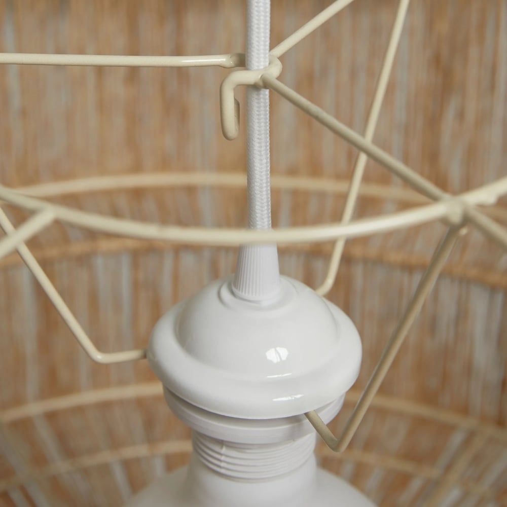 Florevian Woven Jute Hanging Light - Boho Chic Drum Pendant for Living or Dining