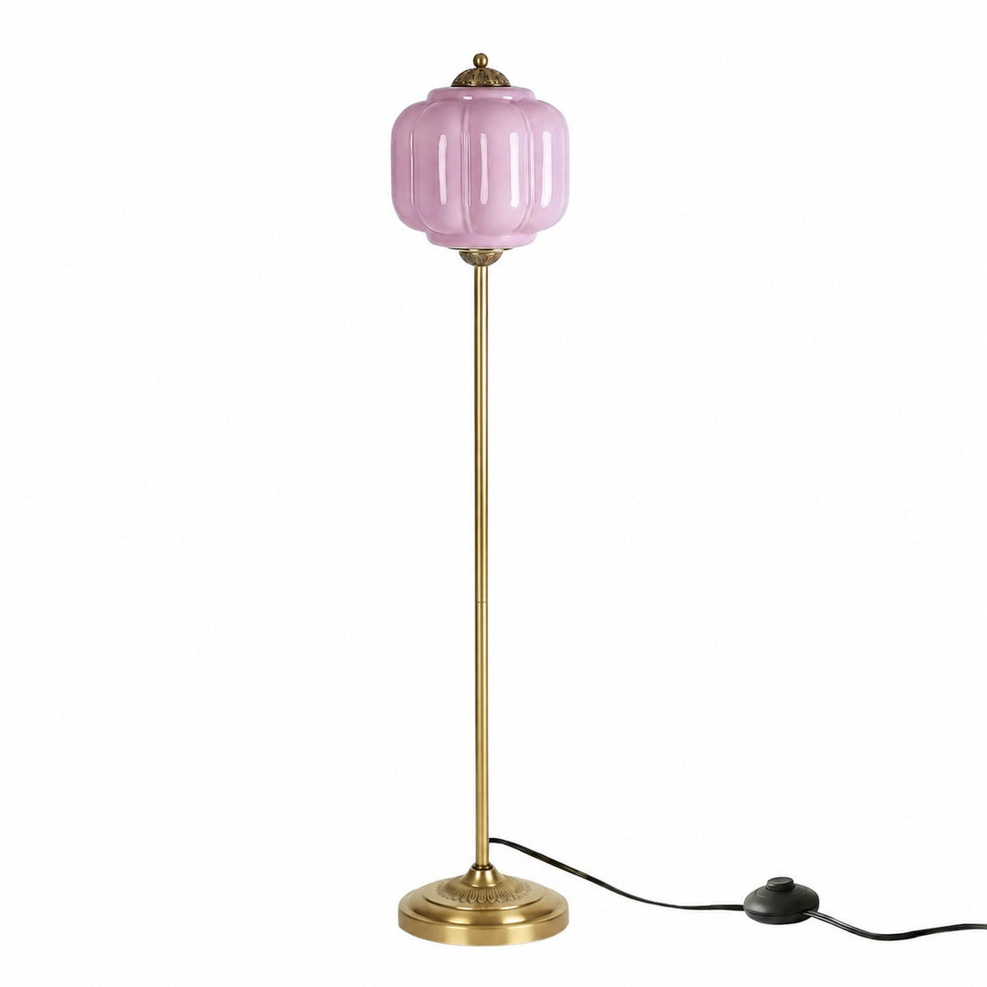 Eloise Textured Glass Pumpkin-Inspired Floor Lamp - Organic Artistry and Retro Style for Living Rooms