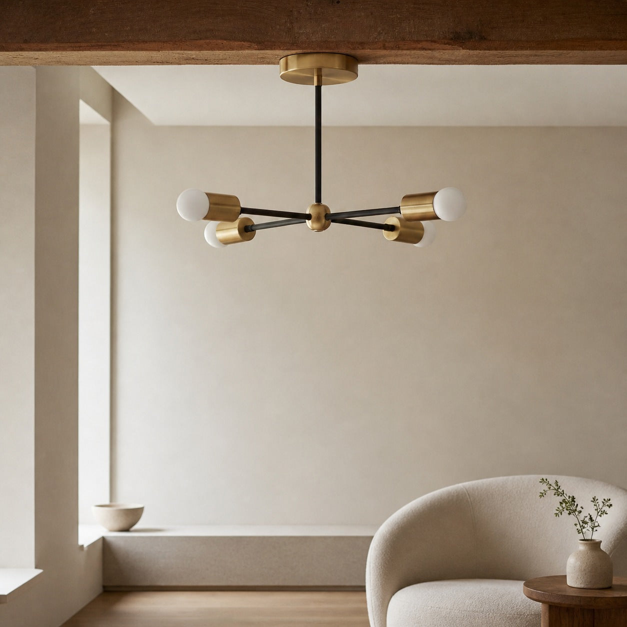 Mobilux Line Mid Century Gold Sputnik Chandelier - Geometric Brass Fixture