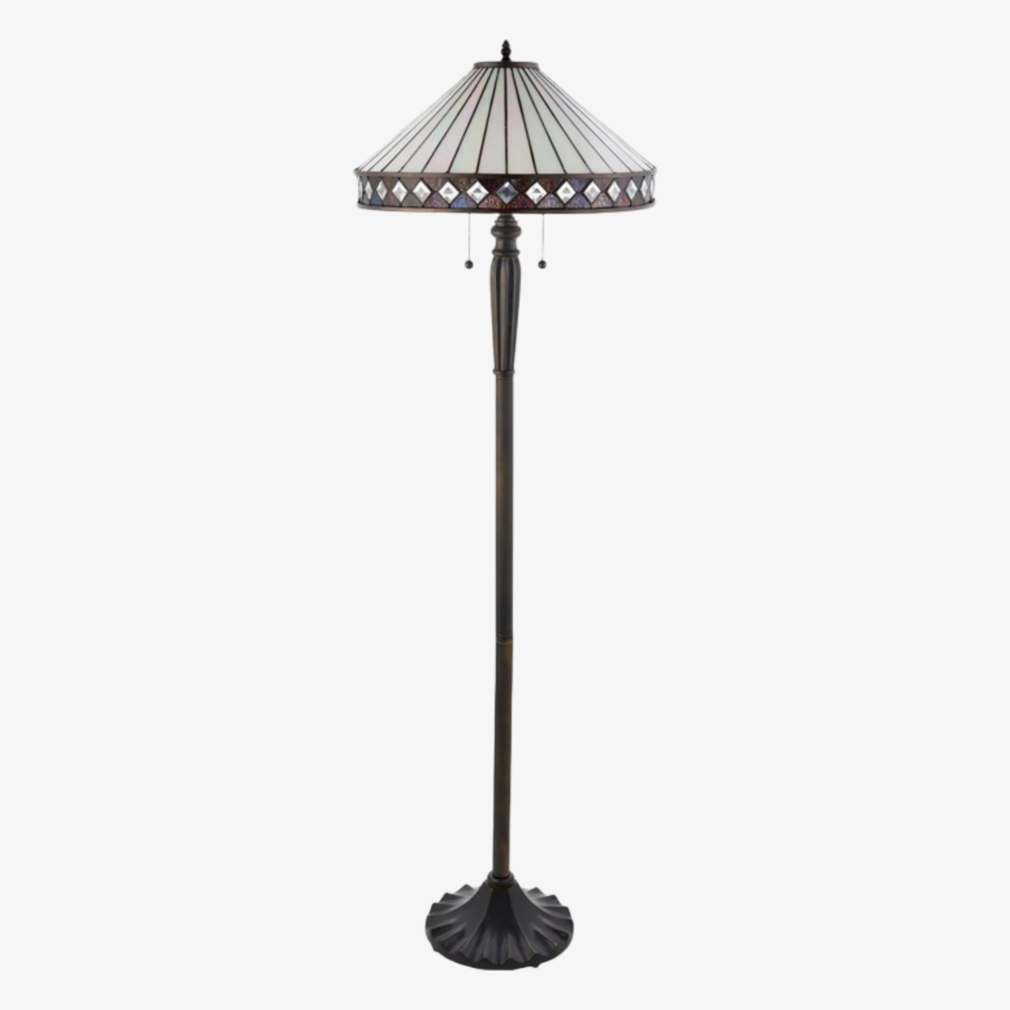 TiffStar Art Glass Floor Lamp with Ornamental Pattern Shade – Standing Light for Living Rooms