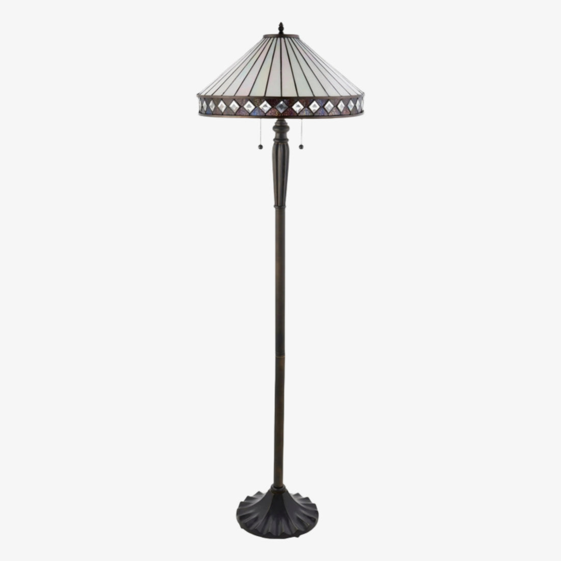 TiffStar Art Glass Floor Lamp with Ornamental Pattern Shade – Standing Light for Living Rooms