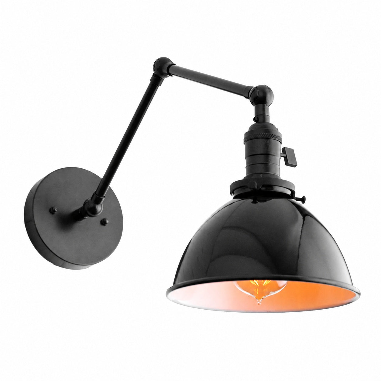 Conique Metal Vintage Industrial Swing Arm Wall Lamp - Adjustable Dome Shade for Study