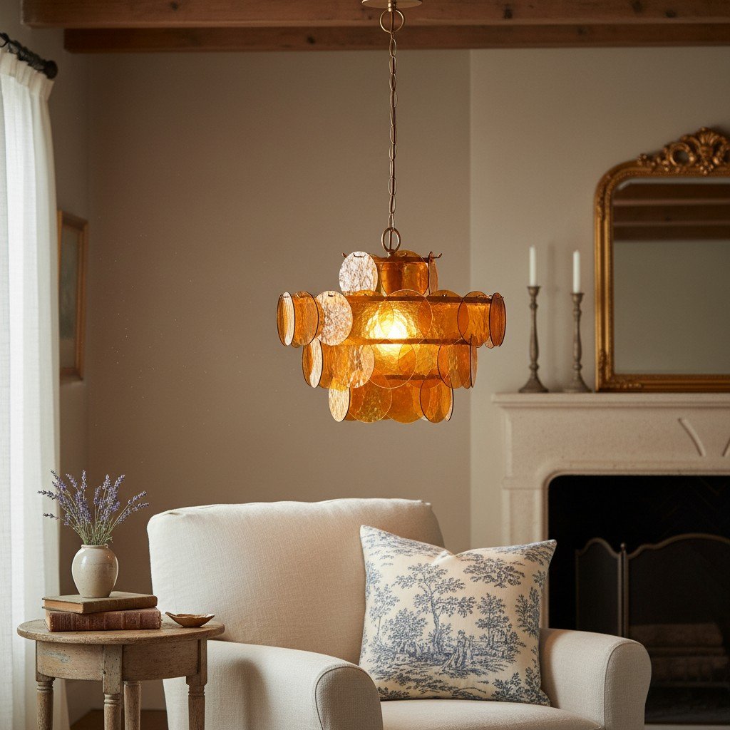 Morien Colorful Disc Pendant Light - Artistic Glass and Metal Pendant Lighting for Dining or Bedroom